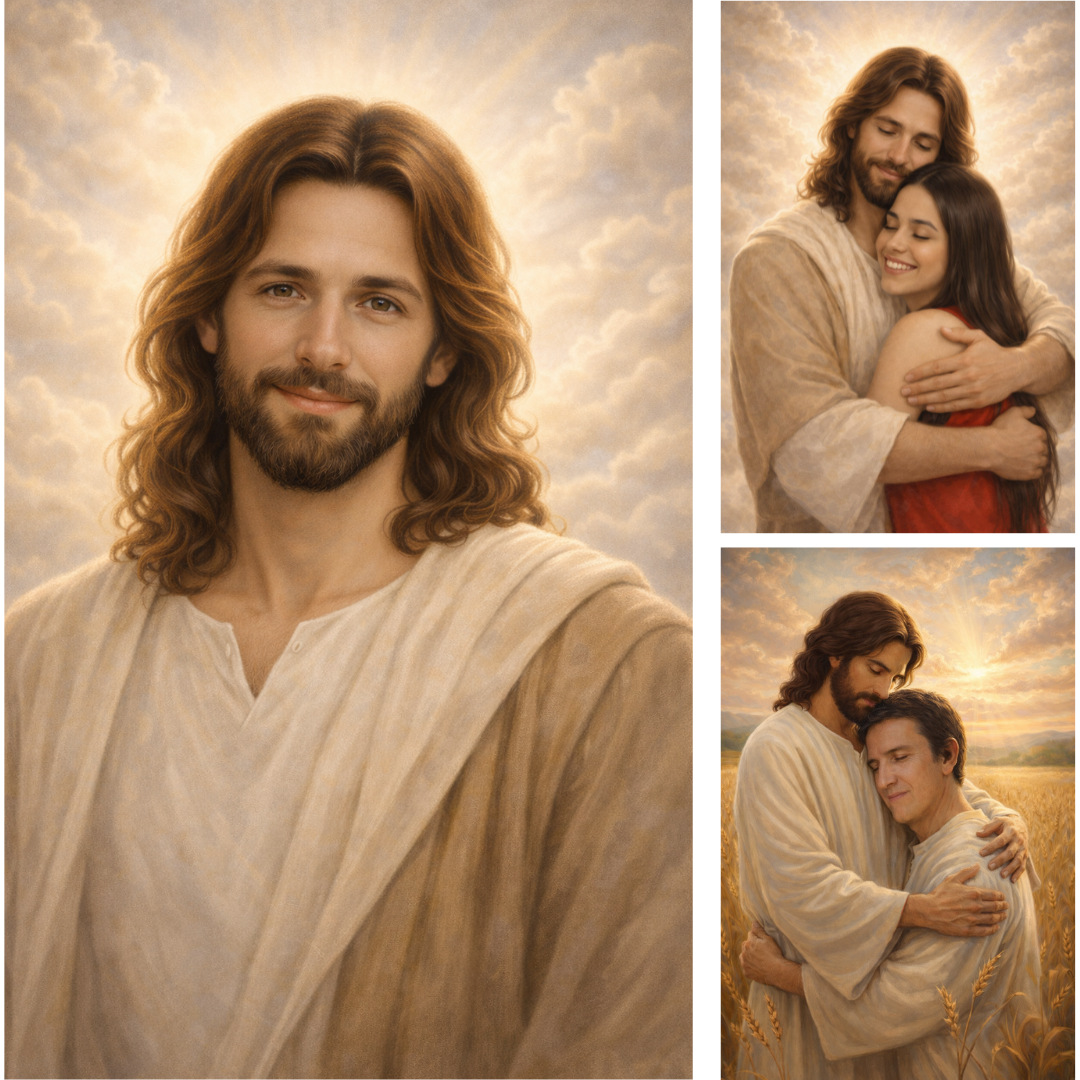 Un abrazo con Jesús. Retrato personalizado