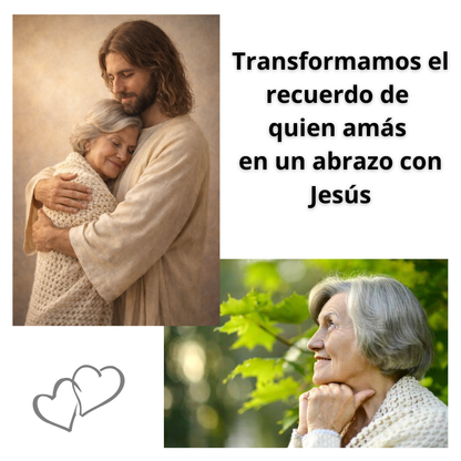 Un abrazo con Jesús. Retrato personalizado