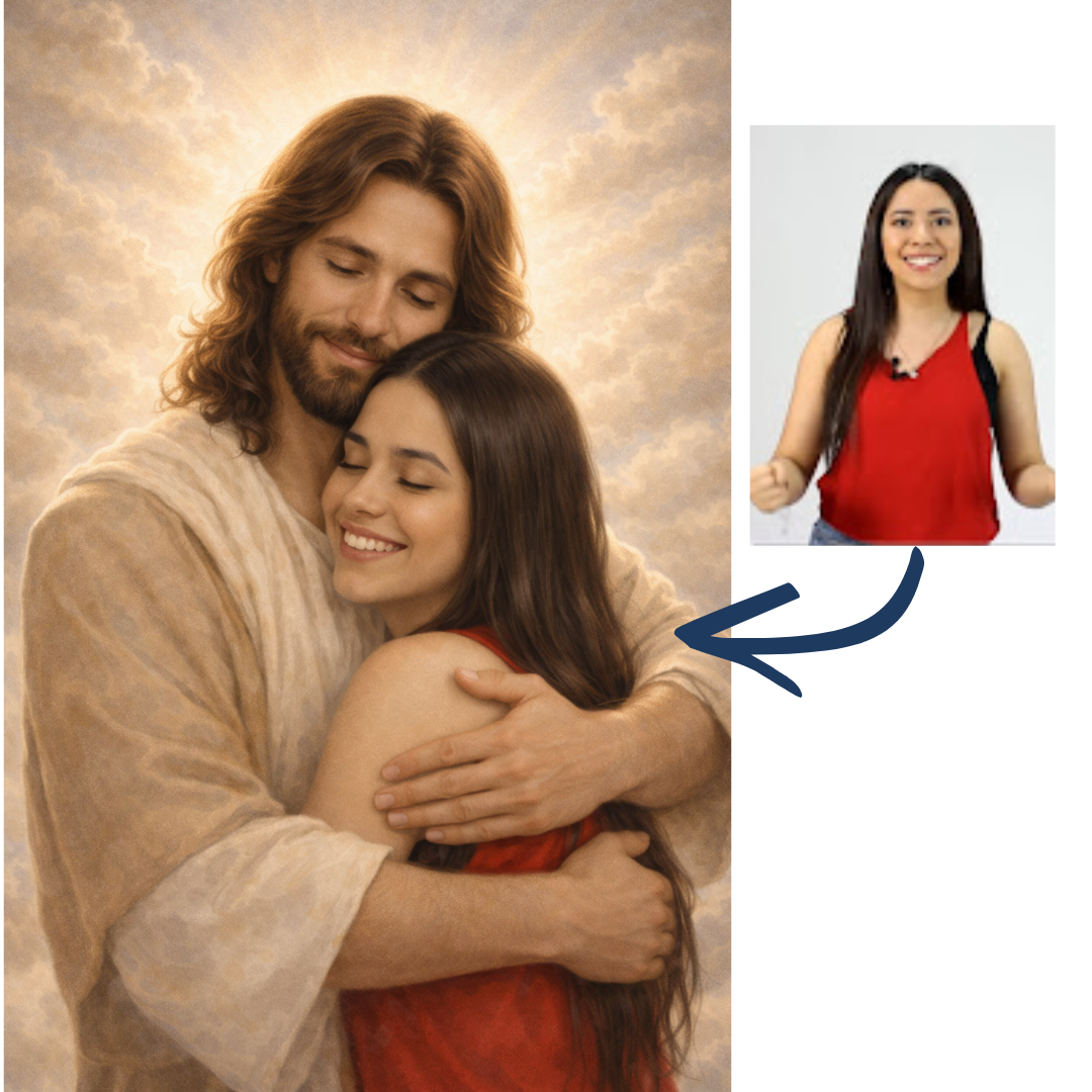 Un abrazo con Jesús. Retrato personalizado